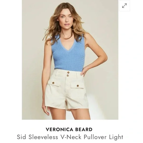 Veronica Beard Sky Blue V-Neck Tank Top - Picture 9 of 9